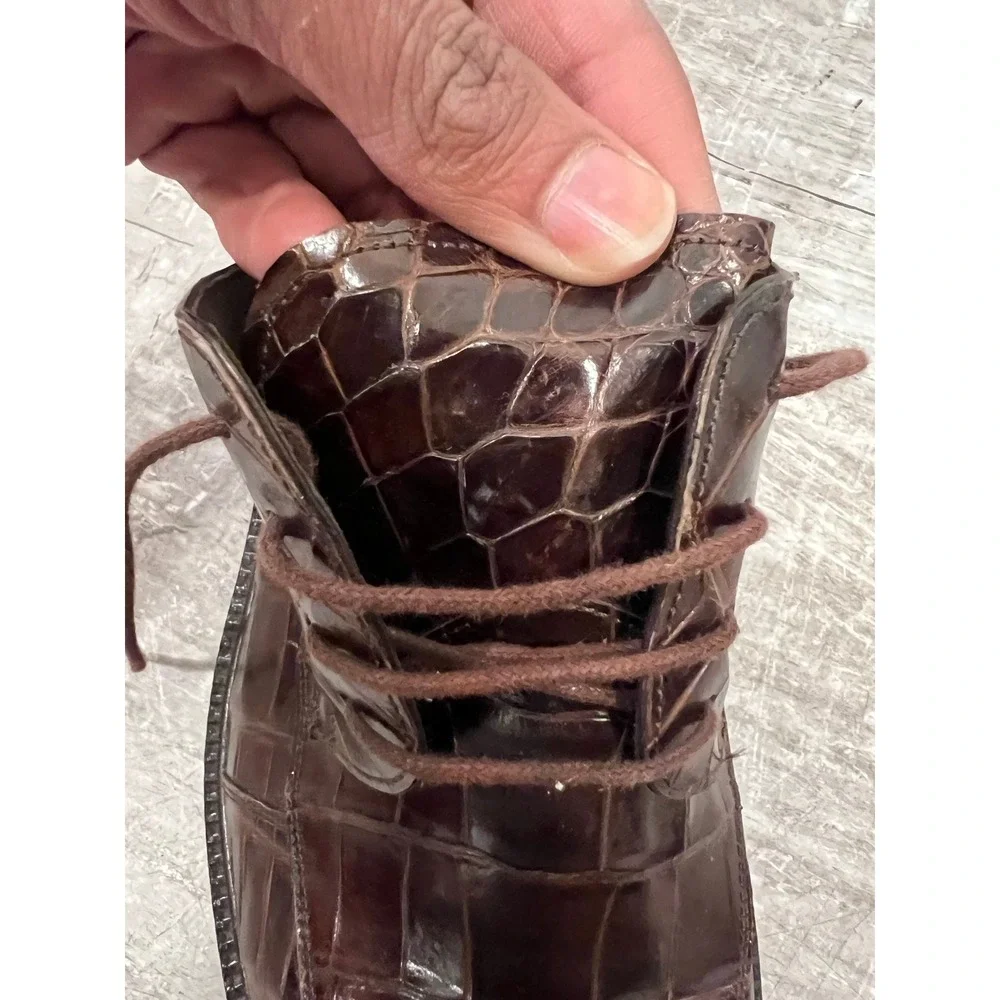 Bottino Mens Brown Genuine Alligator Leather Oxfords SZ 10 Made in Spain Luxury